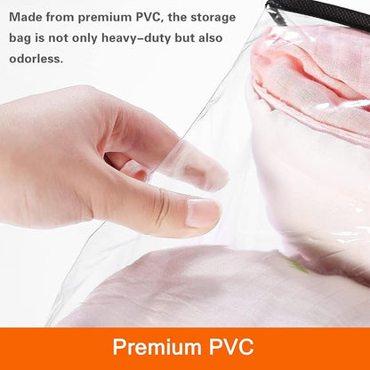 Vieshful 3 Pack Clear Comforter Storage Bag, 60L Clothes Storage Bag with Zipper Closet Organizer, Plastic Storage Containers Moving bags for Comforter, Blanket, Bedding, Duvet, Toys