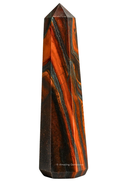 Amazing Gemstone Red Tiger Eye Crystal Towers - Natural Healing Crystal Point Obelisk for Reiki Healing and Crystal Grid (3" to 4" INCH)