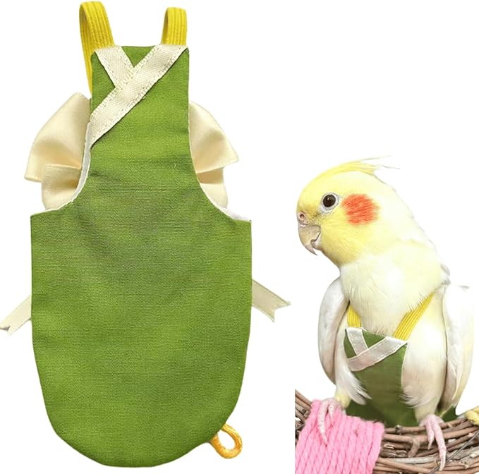 Bird Flight Suits Diapers, Parrot Flight Suits Diapers for Quaker Parakeets Cockatiels Conures Macaw African Grey, Bird Diaper, Parrot Clothes (Green C,XS)