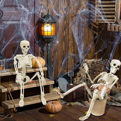 UMEELR 6Pcs Posable Plastic Skeletons, 16" Halloween Hanging Skeleton with Movable Joints Small Human Body Skeleton for Yard Patio Lawn Garden Props Halloween Spooky Party Decor