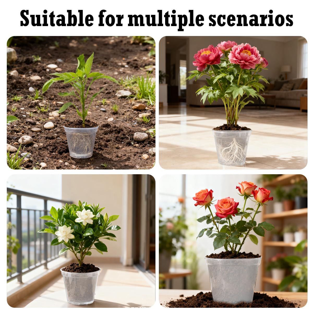Vankcp 24 Pcs 4/5/6/7/8/9 Inch Clear Nursery Pots with Drainage Holes, Transparent Variety Pack Plastic Plant Pot for Plants, Clear Seedling Planter Pots for Flowers Vegetable Succulents Herbs