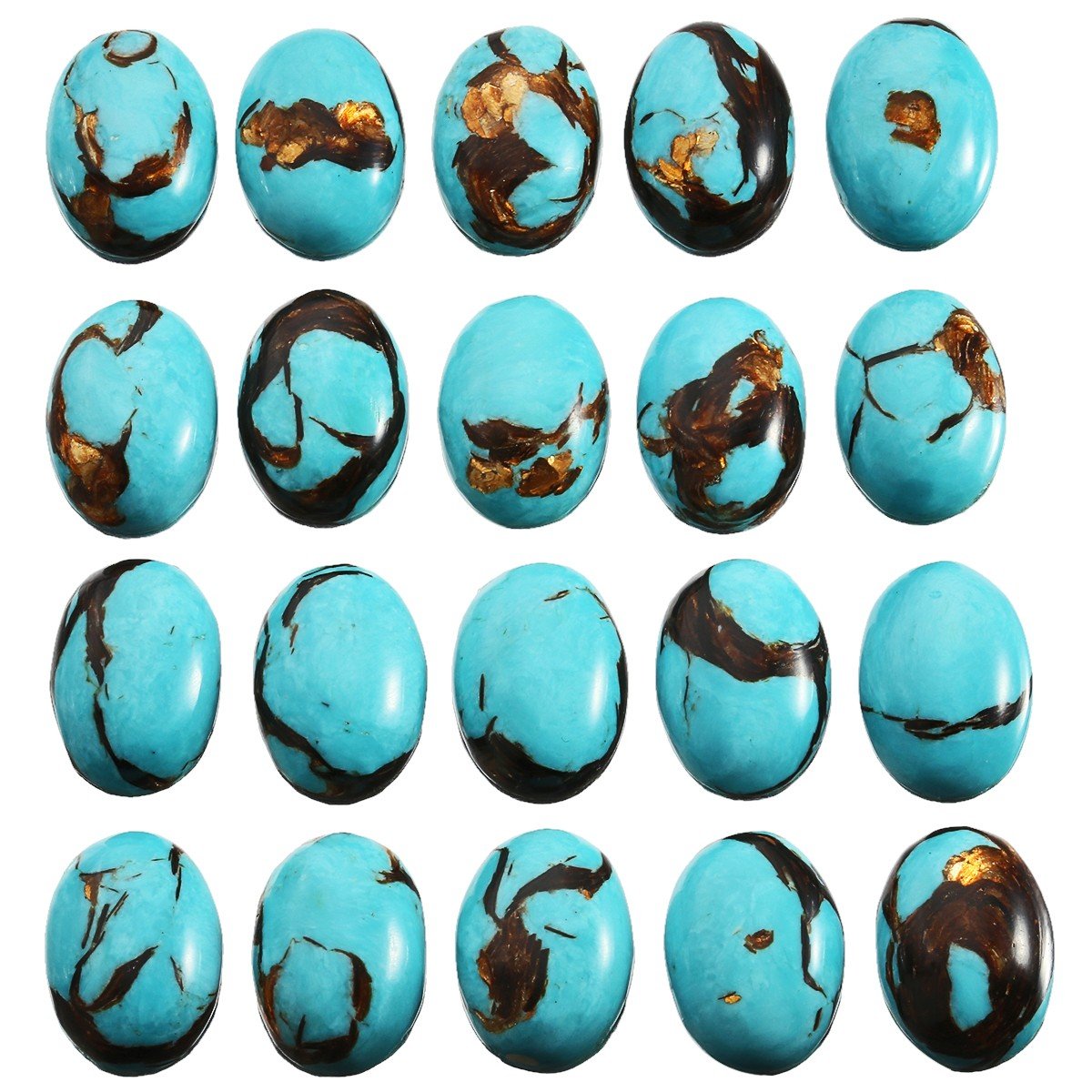 rockcloud 18x25mm Oval Cabochon Flatback Semi-precious Stones Sea Sediment Jasper for Jewelry Making Pack of 5