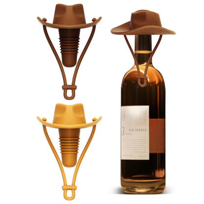 2Pcs Cowboy Hat Wine Stopper Cute Silicone Wine Bottle Stopper Fun Wine Champagne Accessories Reusable Bottle Stoppers Corks Bottle Caps Funny Western Gifts Stuff for Women Men Party Decorations