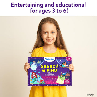 Skillmatics Search and Find Disney Princess Educational Game - Reusable Preschool Learning Activity, Perfect for Toddlers & Kids, Screen-Free Fun, Art & Crafts, Gifts for Boys & Girls Ages 3, 4, 5, 6