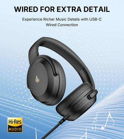 Edifier WH700NB Pro Wireless Over-Ear Headphones with Active Noise Cancellation, Hi-Res Audio, Bluetooth V5.4, Multi-Point Connection, Al Clear Calls, Fast Charging, Foldable (Black)