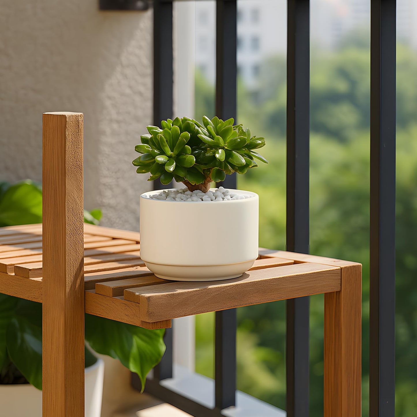 OXART Ceramic Pots for Plants, 10+8.4+7 inch Plant Pots Set of 3, Planters for Indoor Plants with Drainage, Modern Home Garden Flower Pots for Succulent, Pothos, Snake Plant and Money Tree, Yellow