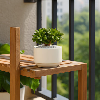 OXART Ceramic Pots for Plants, 10+8.4+7 inch Plant Pots Set of 3, Planters for Indoor Plants with Drainage, Modern Home Garden Flower Pots for Succulent, Pothos, Snake Plant and Money Tree, Yellow