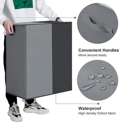 WOWLIVE Double Laundry Baseket with Lid and Removable Laundry Bags,154L Large Laundry Hamper 2 Section Collapsible Dirty Clothes Hamper for Laundry Room,College Dorm,Bathroom, Black and Grey