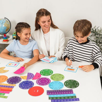 178 PCS Magnetic Fraction Tiles & Fraction Circles with Decimals & Percentages, Fraction Strips, Bars, Fraction Magnets, Fraction Manipulatives Class Set Kit, Fractions for Kids Math - Simply Magic