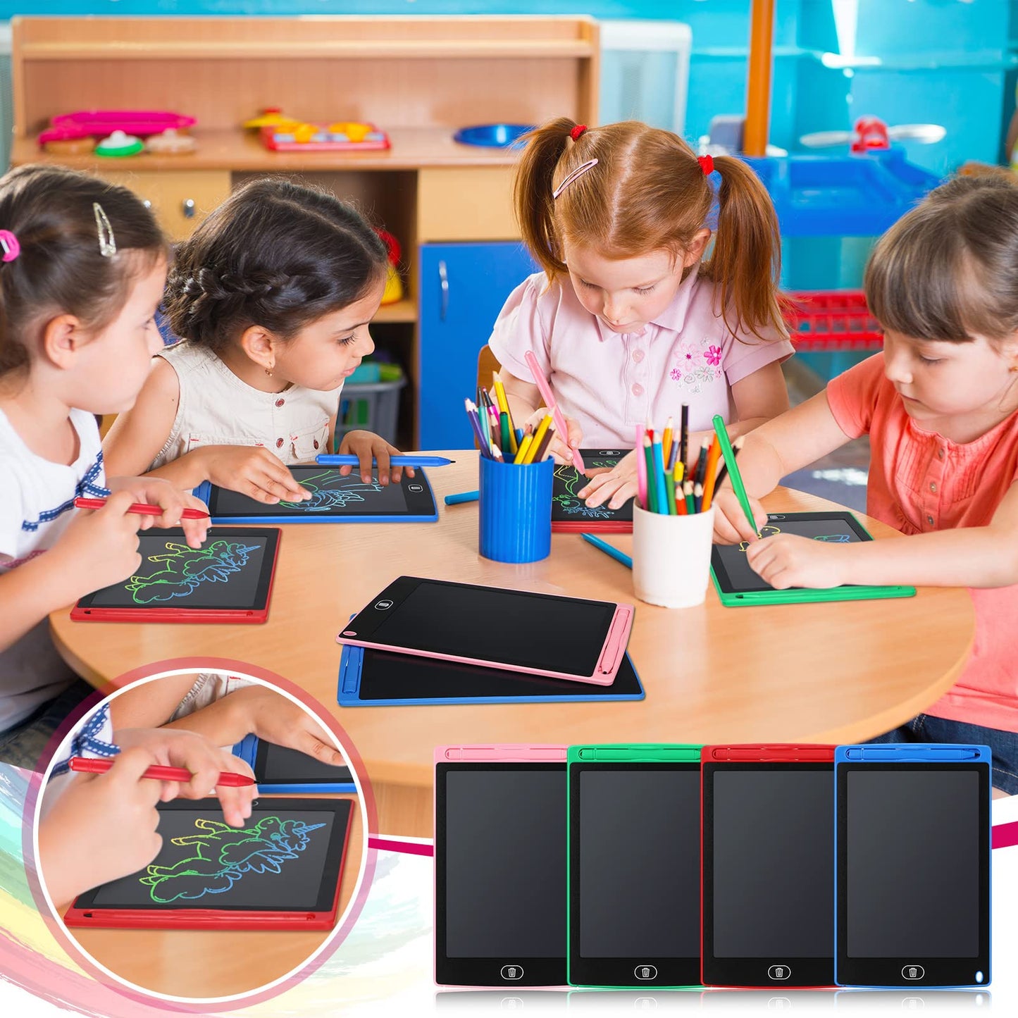 Zhehao 20 Pack LCD Writing Tablet for Kids: 8.5 Inch Colorful Drawing Doodle Boards - Reusable Erasable Doodle Board Educational Learning Toys Gifts for Toddlers Ages 3-8 Party Favors(Vibrant,Classic)