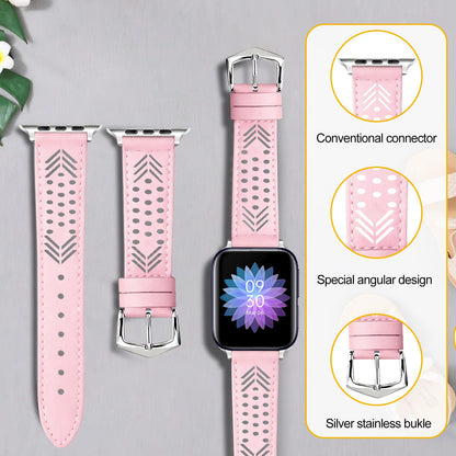 Hollow-out Genuine Leather Watch Band for Apple Watch, Dressy Strap for Women Lady Small Wrist, Compatible with Apple Watch Series 11 10 9 8 7 6 SE 3 2 1 Ultra 38mm 40mm 41mm 42mm 44mm 45mm 46mm 49mm