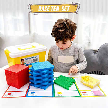 JIOEWVELL Base Ten Blocks for Math, 135 Pieces Place Value Blocks, Math Manipulatives for Kids, Plastic Math Cubes, Number Blocks, Counting Cubes for Kindergarten 1st-4th Grade