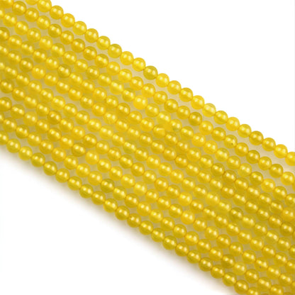 MJDCB 320pcs Natural Small Stone Beads 2mm Yellow Agate Round Smooth Loose Gemstone Bead for Jewelry Making Bracelets Earrings Necklaces Accessories