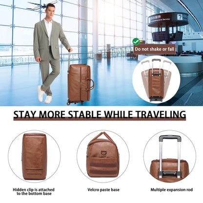 Seyfocnia Rolling Garment Bag With Wheels - Overnight Carry On Suitcase With Shoe Compartment - Convertible Duffle Bag for Travel - Brown
