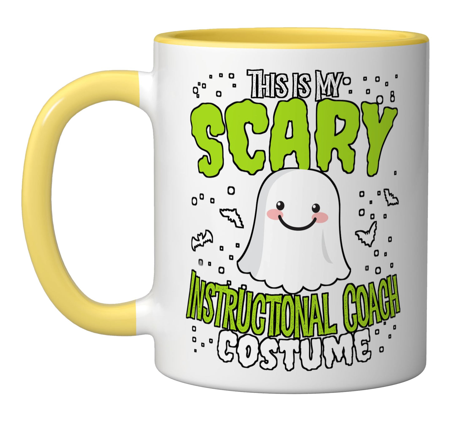 Funny Instructional Coach Halloween Nothing Scares Costume Ceramic Mug, Yellow/White