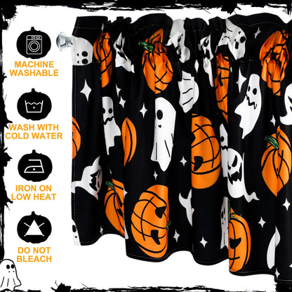 GlikCeil 2 Pack Halloween Valance Curtains for Windows Cartoon Ghost Pumpkin Valances Spooky Pumpkins Halloween Curtains Rod Pocket Short Window Treatment for Home Kitchen Windows Decor 54 x 18 Inch