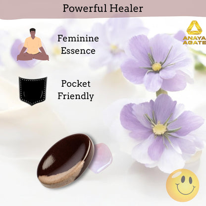 Anaya Agate Narmada Shiva Lingam Worry Stones Certified Crystal Thumb Worry Stone for Anguish Relaxing & Soothing Balance Stones for Meditation Stress Relief Crystals and Healing Stones for Men Women