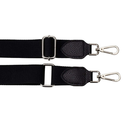 Allzedream Purse Straps Replacement Crossbody Bags Handbag Wide Canvas Leather Adjustable (Black, Silver hardware)