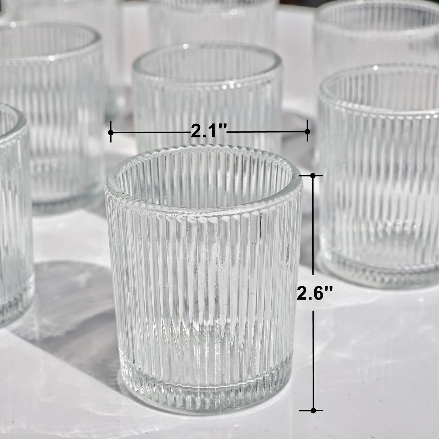 VOHO 24pcs Clear Candle Holder Wedding Centerpieces for Tables, Votive Candle Holders for Votive & Tea Lights Candles, Clear Glass Tealight Candle Holder for Halloween