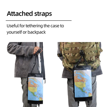 KOSIBATE Map Case, Waterproof Military Hiking Map Pouch Holder with Clear Window & Lanyard
