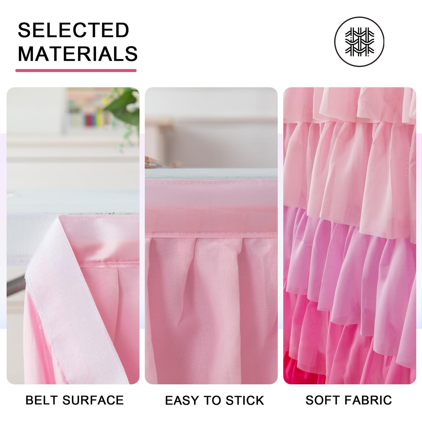 JEVIX Pink Table Skirt 6ft Tutu Table Skirt For Rectangle Table Birthday Party Decorations Baby Shower Girls Parties Cake Dessert Table Decorations Ruffle Table Skirting