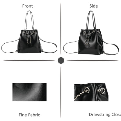 Goinsound Bucket Bag for Women, Vegan Leather Drawstring Tote with 2 Convertible Straps, Casual Crossbody Handbag