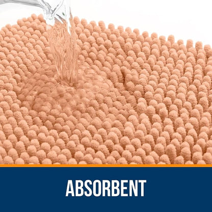 OLANLY Large Bathroom Rugs 47x32, Extra Soft Absorbent Chenille Bath Rugs, Rubber Backing Quick Dry, Machine Washable Bath Mats for Bathroom Floor, Tub and Shower, Home Decor Accessories, Peach
