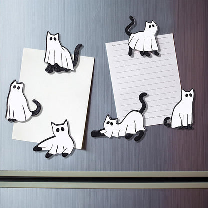 Halloween Ghost Refrigerator Magnets Cute Cat Ghost Magnet Stickers Wood Halloween Picture Frame Magnets for Fridge Fridge Magnetic Decals for Party Decor