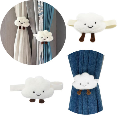 couponhub 4 Pcs Cloud Shape Cute Curtain Tieback, Simple and Elegant Elastic Rope Buckle for Baby Kid Girls Living Room Bedroom Nursery Decor Home Office Decorative