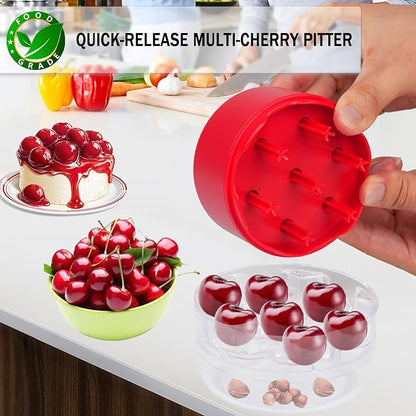 Cherry Pitter Tool Pit Remover, Multiple Cherry Core Remover Tool with Space-Saving Lock Design, Heavy-Duty Cherry Pit Remover for Kids