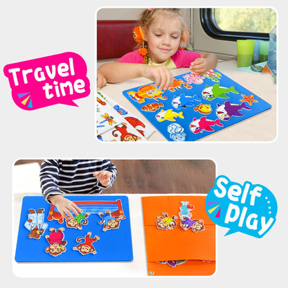 5 Set Felt Board Stories Pieces for Toddlers，1 Flannel Board With 5 Little Ducks,5 Little Monkeys Jumping on The Bed,5 Green Speckled Frogs,Baby Shark,26 letters for Preschool Learning Activities