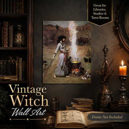 Lone Star Art Magic Circle The Witch by John William Waterhouse Reproduction 11x14 Unframed Poster Pre Raphaelite Gothic Fantasy Artwork Mystic Sorcery Victorian Occult Decor Raven Inspired Painting