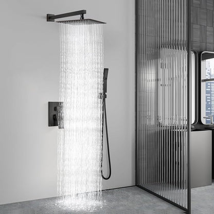 Aolemi Shower Faucet Set Rain Shower System with Handheld Spray Bathroom Shower Combo Rough-in Valve and Shower Trim Kit Included Oil Rubbed Bronze 16 Inch Wall Mount Shower Head