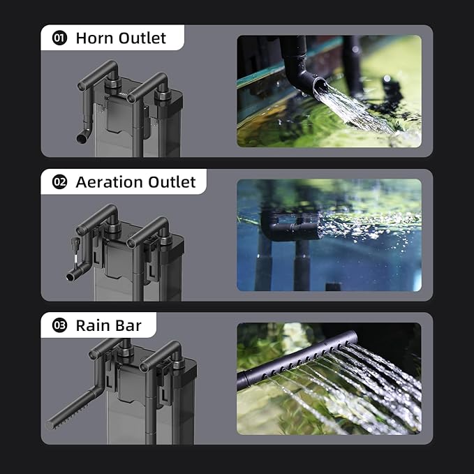 AQUASMITH Hang on Back Aquarium Filter,Ultra-Quiet Small Canister Filter,Multi-Layered Filtration,Bottom Anti-Dry Burn Motor,Extra-Large Filter (92GPH（for 5-20 Gallon）)