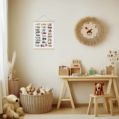 Transport Alphabet Poster, ABC Art Prints, Toddler Room Decor, Construction Decor for Boys Room, Educational Hanging Wall Art Alphabet Banner Paintings Wall Decors, Boys Room Nursery Playroom Decors