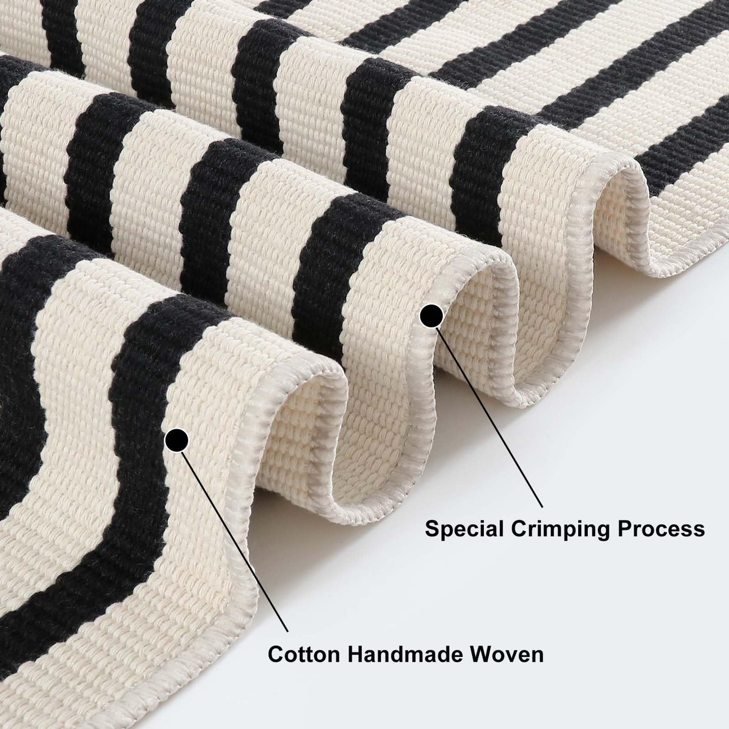 Sungea Black and White Striped Rugs 2.3'x3.6', Washable Hand Woven Front Door Rug, Reversible Outdoor Welcome Mat Foldable Layered Door Mats for Entryway Porch Decor Home Entrance