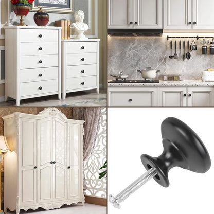 OctinPris 10x Matt Black Cabinet Hardware Round Mushroom Knob Drawer Handles 30mm/1.18" for Kitchen Cupboard Furniture Chest Door Dresser Bathroom