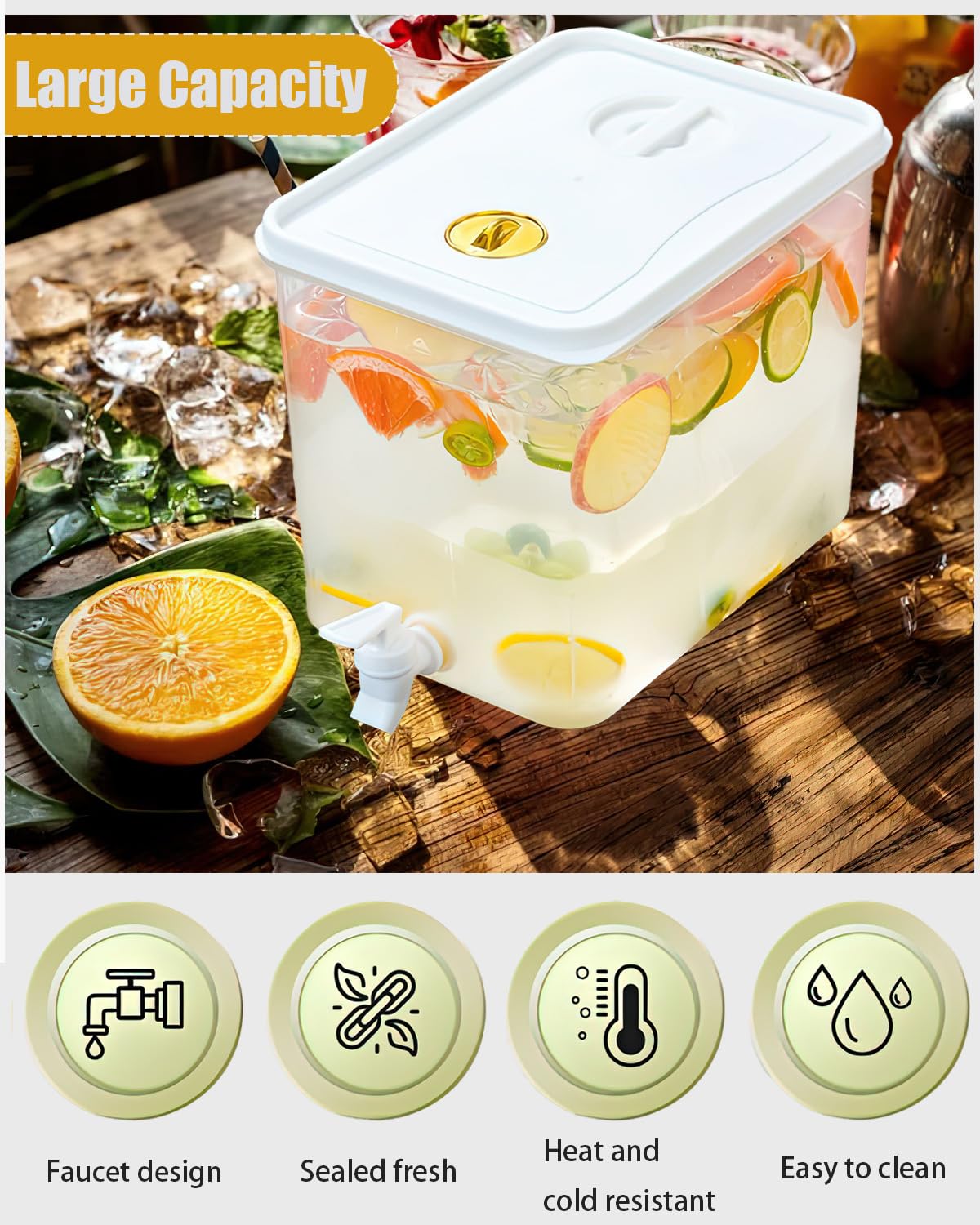 Beverage Drink Dispenser for Fridge, Plastic Beverage Dispenser with Spigot，Juice Container Sealed with Filter Screen，Cold Hot Drink Jug for Halloween Christmas Party Supplies