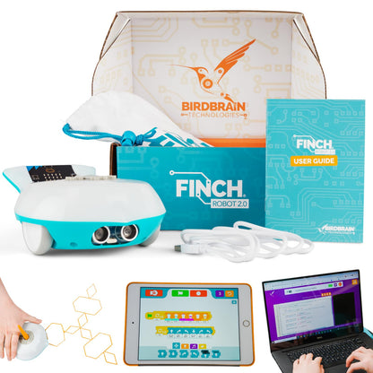 BirdBrain Finch Robot 2.0 with Microbit - STEM Coding Robot Toy for Kids & Adults - Learn Python & 8 Coding Languages - Programmable Robotics Kit - Remote Control & App Controlled | Ages 5-16