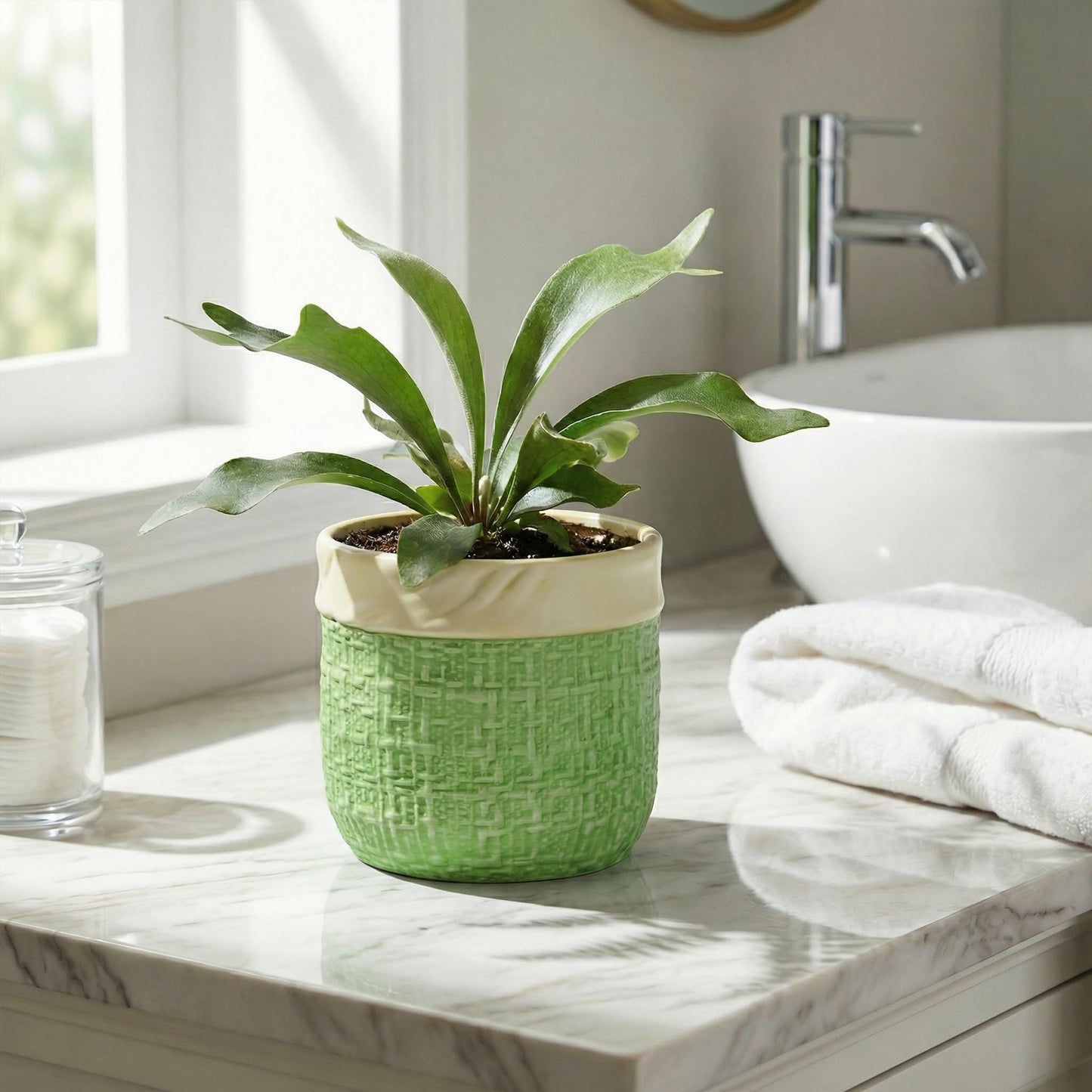 Teagas Ceramic Plant Pots - 6 Inch Plant Pot with Drainage Hole, Boho Planters for Indoor Succulent Plants, Decorative Round Unique Flower Pots, Garden Home Office Decor, Housewarming Gifts, Green