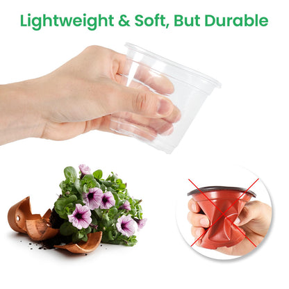 Bluepro 30 Packs 7/5/4 Inch Reinforced Clear Nursery Pots with Drainage Hole, Transparent Variety Pack Plastic Plant Pot Seedling Planter for Vegetable Propagation, Root Cutting, Seed Starting
