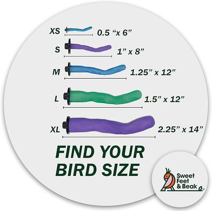 Sweet Feet & Beak Safety Pumice Bird Perch, X-Small 1/2" X 6", Lightweight Grinding Bird Perches for Cage - Bird Nail Trimming Perch for Healthy Beak & Feet - Multi-Size & Color Parrot Stand - Green
