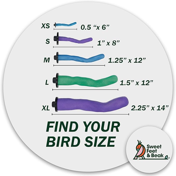 Sweet Feet and Beak Safety Pumice Perch - Trims Nails and Beak - Promotes Healthy Feet - Safe Non-Toxic Bird Supplies for Bird Cages - Small 8" - Purple