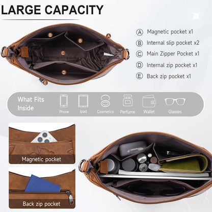 KITEVIUN Crossbody Bags for Women Trendy, Vegan Leather Medium Butterfly Hobo Purse, Women's Shoulder Handbags