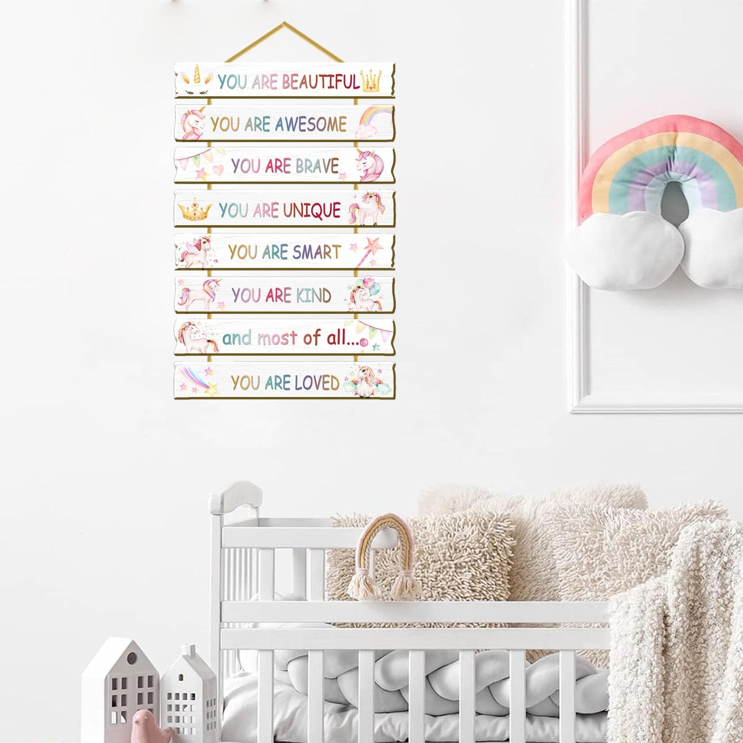 Rutiyoka Unicorn Wall Art for Girls' Bedroom - Inspirational Decor for Kids' Room & Nursery