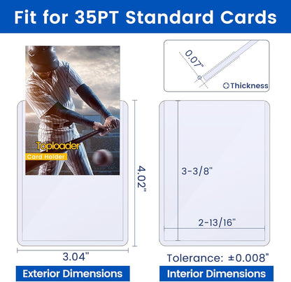 300 Card Sleeves Top Loaders for Cards, Sooez Premium 35PT 3"X4" Baseball Card Protectors Hard Plastic Toploaders, Card Holder for Trading Sports Football Cards(100 Top loaders + 200 Penny Sleeves)