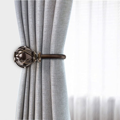 KAMANINA Decorative Curtain Drapery Holdbacks, Curtain Tiebacks Hooks with Screws Wall Mounted, Netted Texture Finials for Drapes Window Home Decoration, Bronze (1 Pair/2 Pack), Small