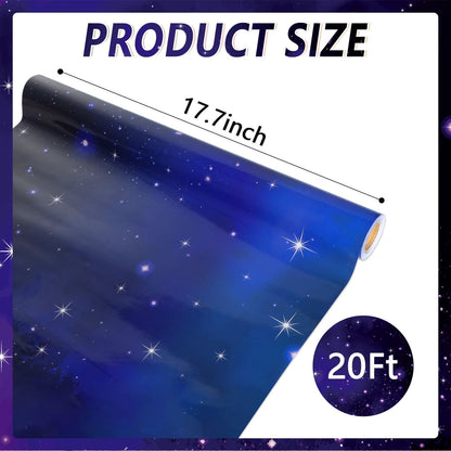 Qyeahkj Outer Space Bulletin Board Paper Roll Galaxy Bulletin Board Background Paper Fade Resistant Blue Night Sky Poster for Art Craft Classroom Supplies17.7in x 20ft