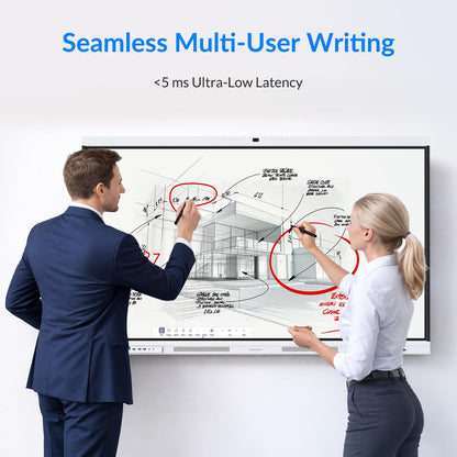 NEWORK Smart Board, 75" All-in-One Interactive Whiteboard, Google EDLA Certified, 48MP CMOS Sensor 4K UHD Camera, 8 AI Noise-Canceling Mics, for Professional Business Meetings and Classroom