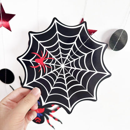 42Ft Spider 4th Birthday Party Decorations Red Blue Stars and Black Spider Web Garland Streamer for Kids Boys 4th Cartoon Spiders Birthday Super Heros Baby Shower Cartoon Bday Party Decor Supplies